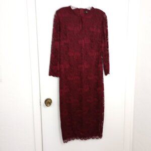 Kenzie Burgundy Lace Keyhole 3/4 Sleeve Dress